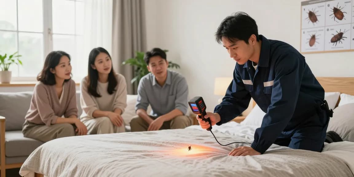 Professional technician conducting bed bug heat treatment in a stylish Milwaukee bedroom, ensuring safety and effectiveness.
