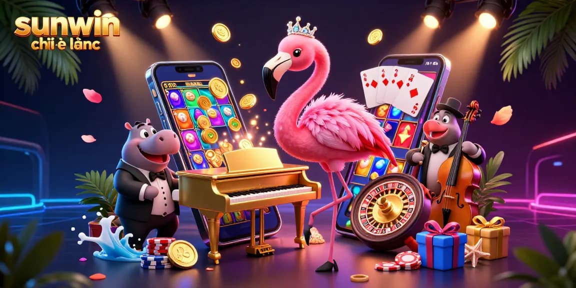 Experience slots action with sunwin chính hãng in a vibrant casino atmosphere filled with dynamic characters and games.