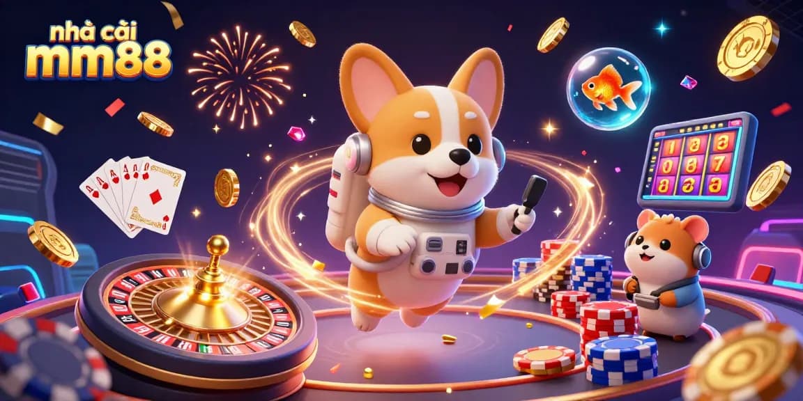 Play exciting games at nhà cái mm88 with visually stunning casino elements in floating action.