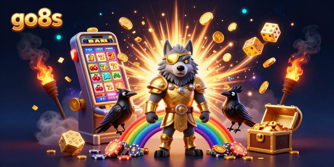 Experience the excitement at go8s with this vibrant 3D casino scene featuring characters, slots, and jackpots.