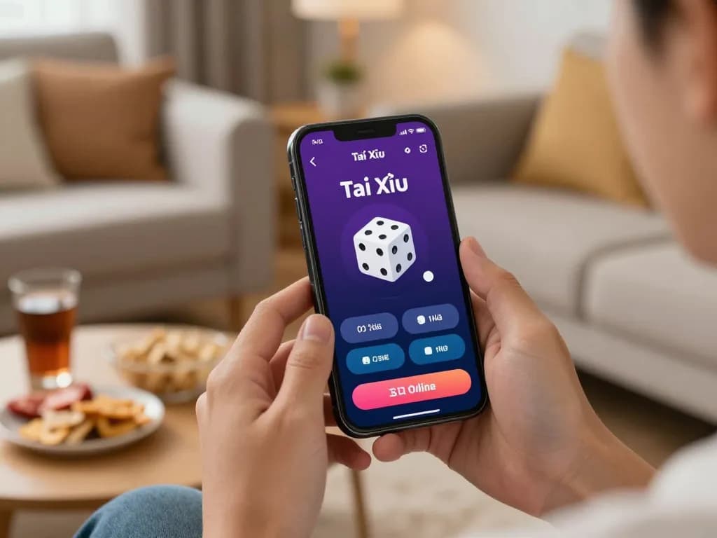 Engaging gameplay on the App Tài Xỉu Online app while enjoying a cozy home atmosphere.