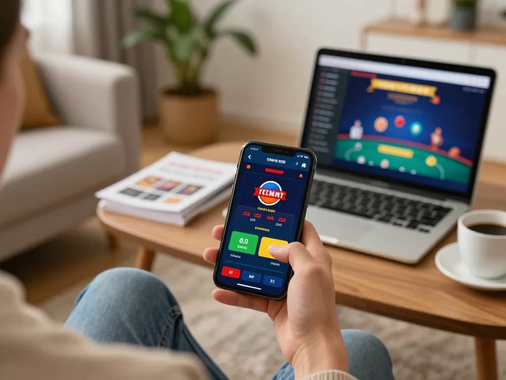 Engaging in online gaming with nhà cái au88 on a smartphone, showcasing a relaxed and strategic gambling atmosphere.