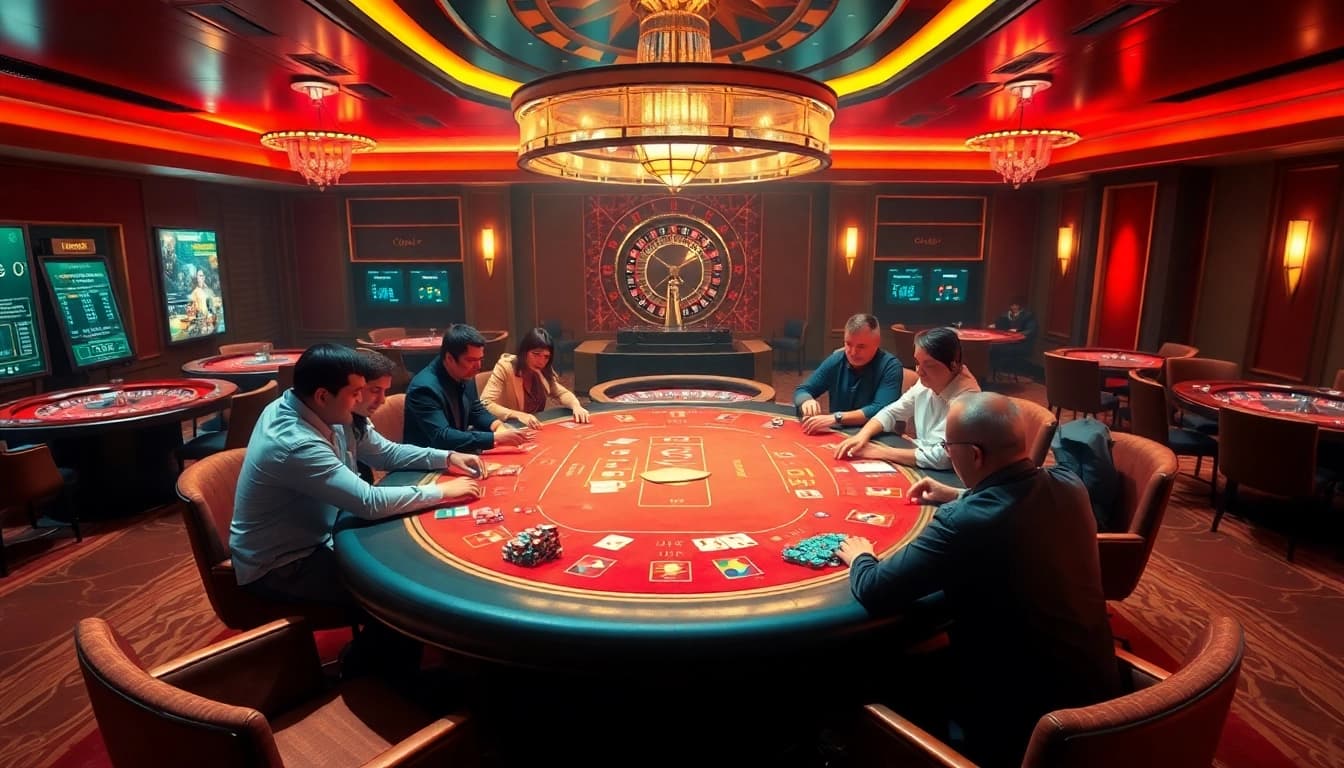 Experience thrilling poker action at https://u888com.net/ with colorful chips and an elegant casino backdrop.
