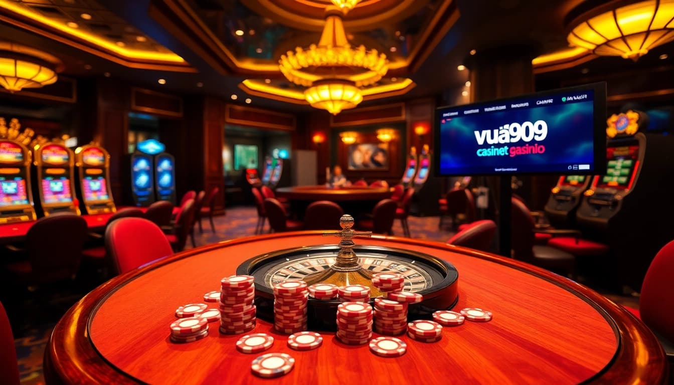Experience the thrill of the casino with a vibrant scene featuring game action at vua99.lat.