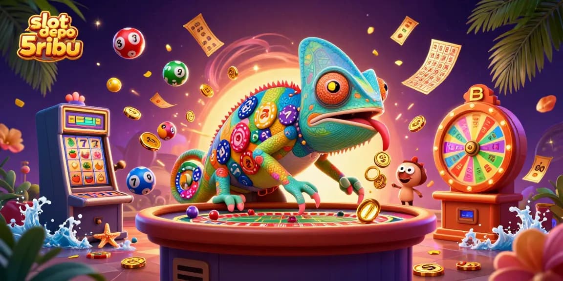 Experience slot depo 5ribu excitement with dynamic chameleon casino illustrations and vibrant slot game visuals.