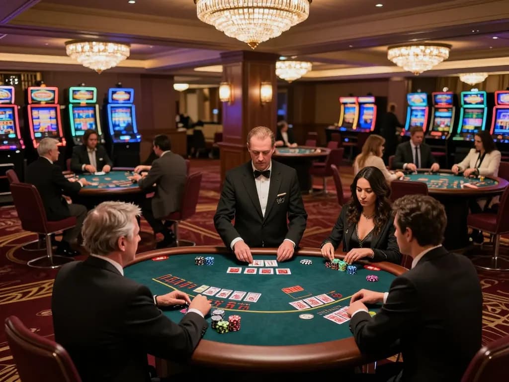Players at cm88 engaged in strategic blackjack gameplay at a luxurious casino
