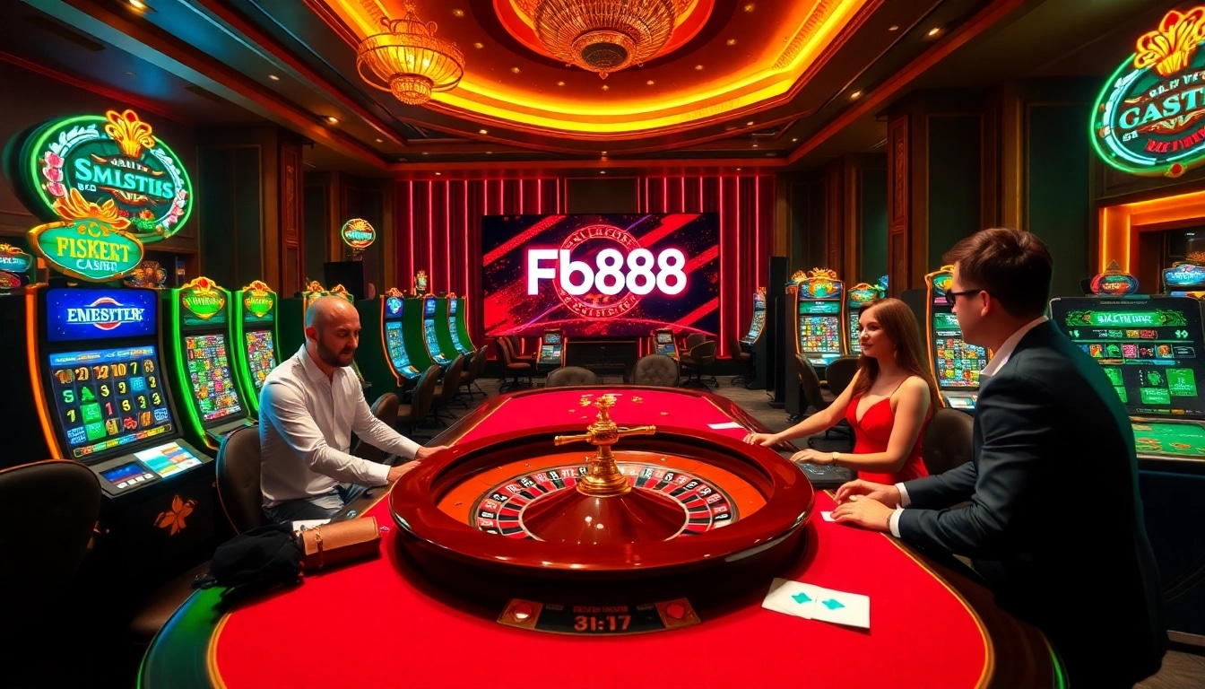 Experience the excitement of Fb88 with players enjoying various casino games and winning moments.