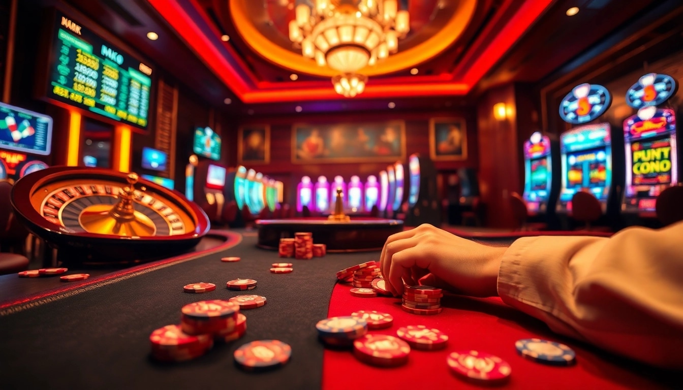 Exciting online gambling scene featuring keo nha cai and vibrant casino elements.