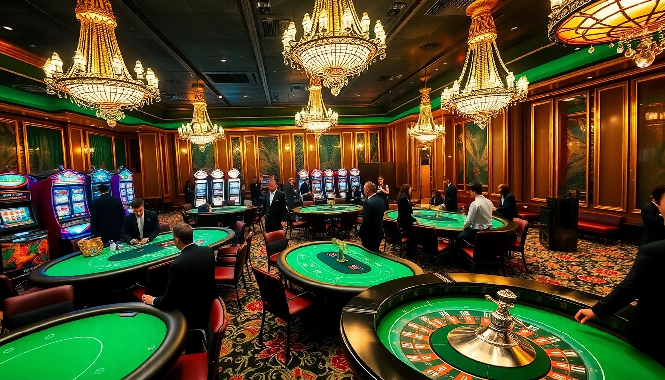 Experience the excitement at ABC 8's luxurious casino with vibrant poker tables and elegant ambiance.