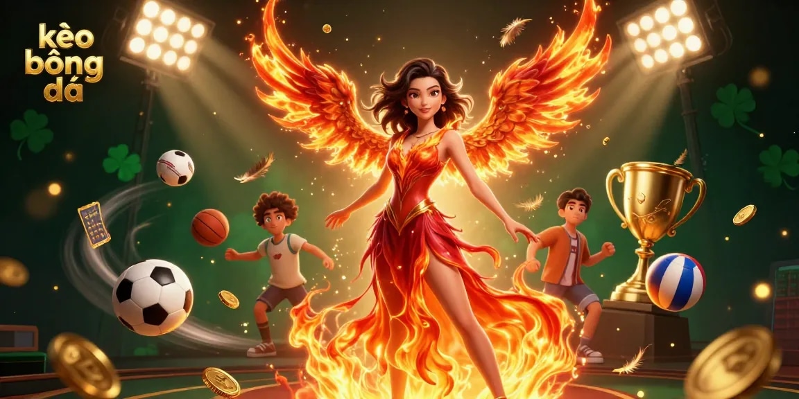 Kèo bóng đá showcases thrilling sports betting action with vibrant 3D elements and engaging visuals.