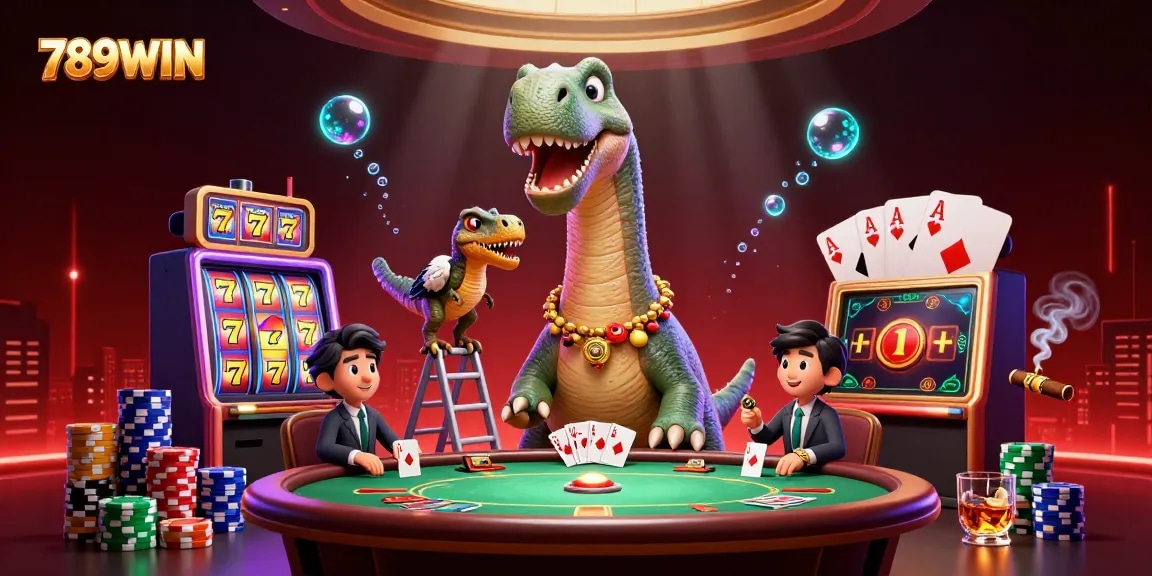 Experience the thrilling excitement of 789WIN with vibrant slot reels and playful characters.