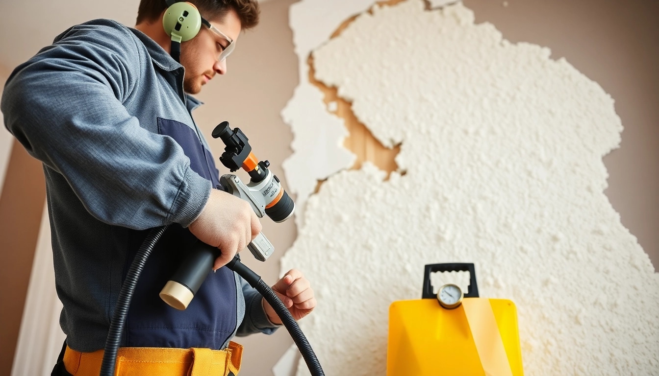 Executing spray foam removal per m2 efficiently, showcasing a technician in action
