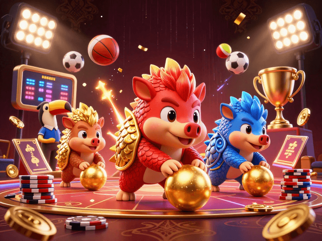 Experience live gaming excitement with Debet's vibrant 3D pangolin characters in action.