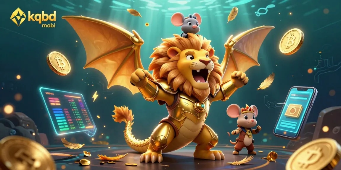 Experience thrilling bets with kqbd mobi on a vibrant underwater scene featuring a triumphant chimera and crypto elements.