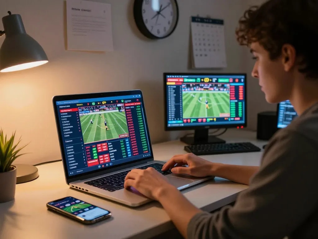 Experience dynamic online betting moments with 777VIP, showcasing multiple sports events and strategic gameplay on a laptop.