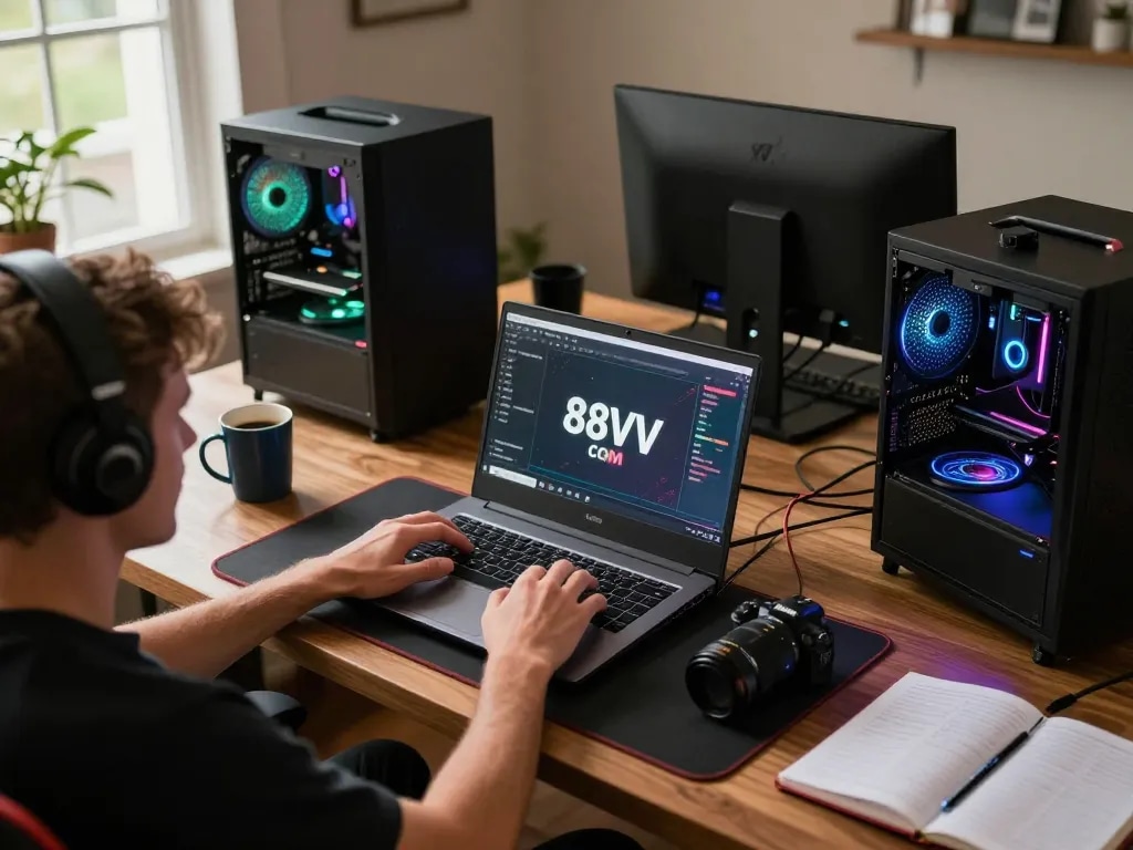 Player strategizing on 88VV.COM in a modern home office setting
