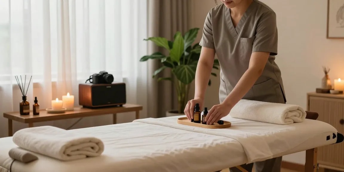 Experience 모란출장안마 in a tranquil home massage setting with professional therapist and relaxing ambiance.
