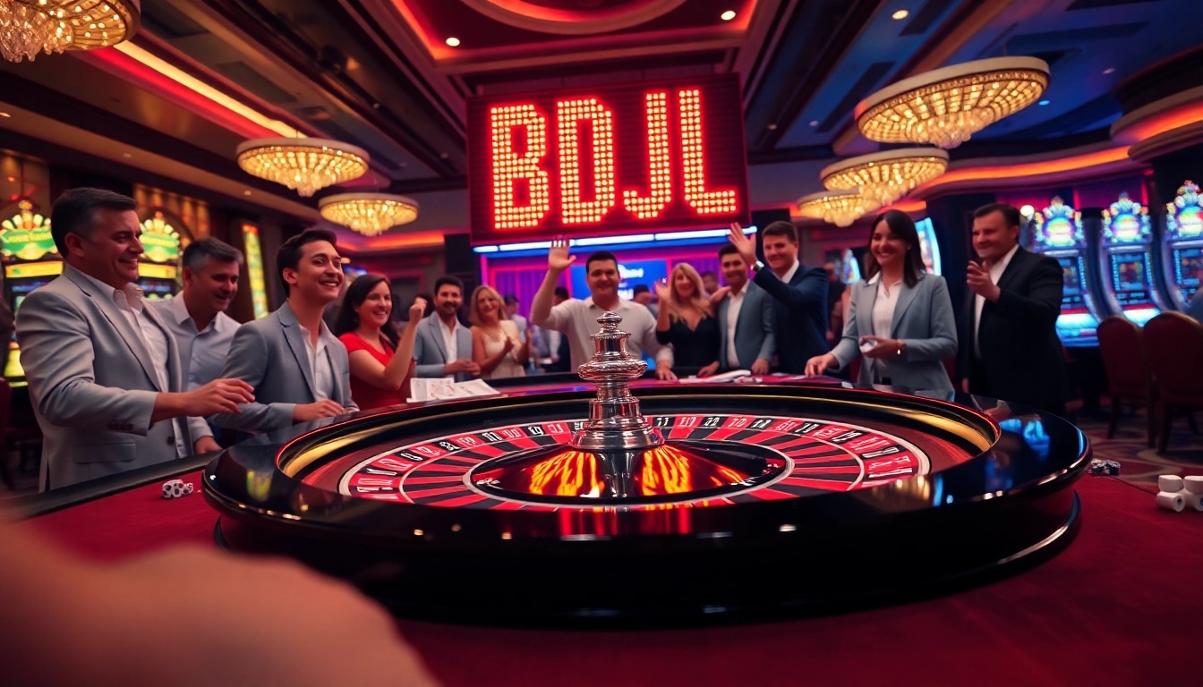 BDJL players enjoying an exciting roulette game in a luxurious casino atmosphere.