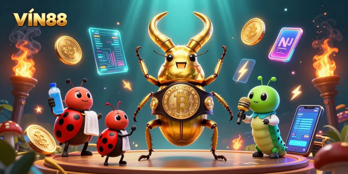Engaging gameplay scene with VIN88 showcasing a combat between characters amidst crypto elements.