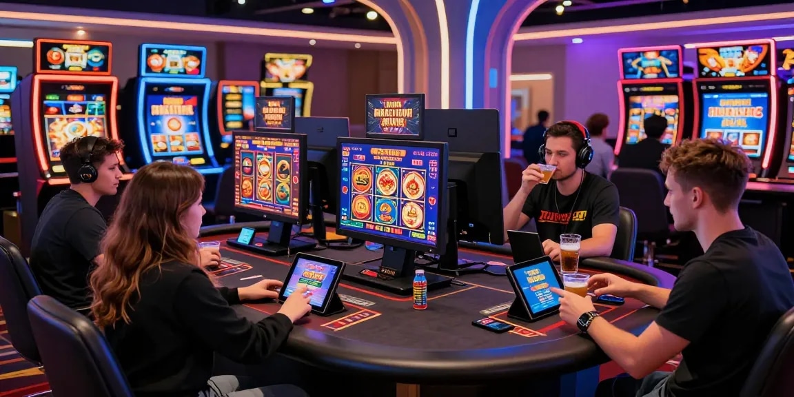 Group of diverse players enjoying non UK casino sites at a vibrant gaming table with exciting promotions and games.