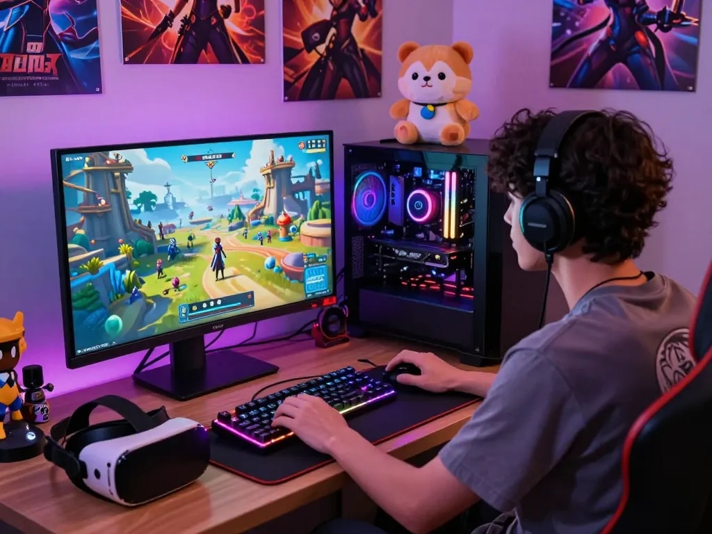 Engaged player immersed in a vibrant sex simulator game with 3D character creation.
