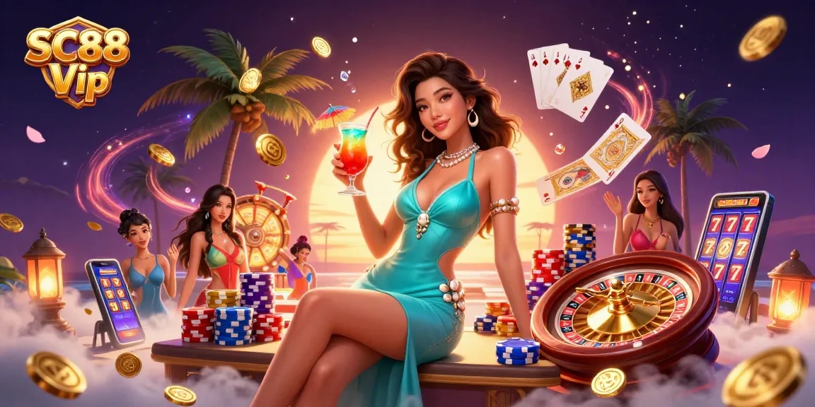SC88 Vip's glamorous gaming experience with exciting casino elements and vibrant visuals.