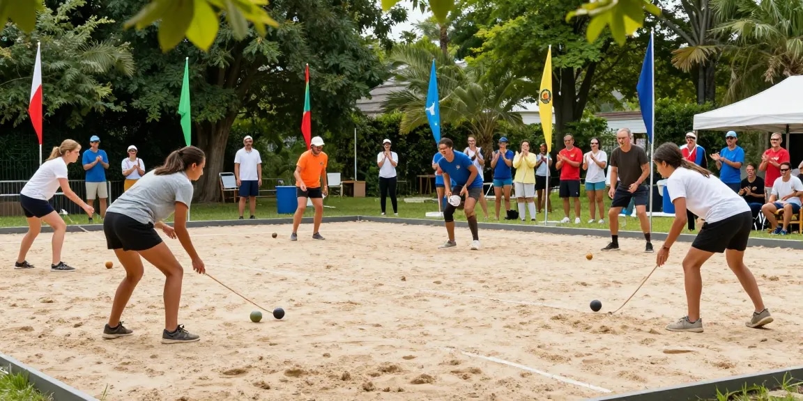 Players enjoying a friendly match at fopikotagorontal.org's petanque event, showcasing community and sportsmanship.