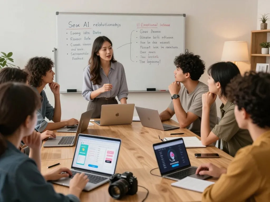 Engaging workshop on sex AI applications with diverse participants exploring technology's impact on intimacy.