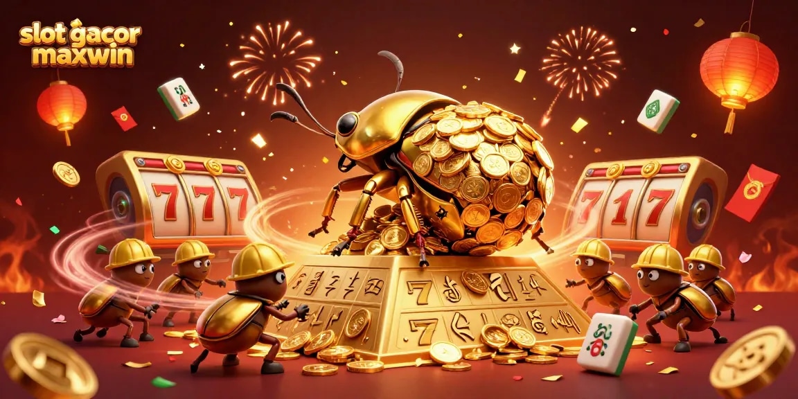 Experience the excitement of slot gacor maxwin with vibrant golden coins and dynamic action in this 3D illustration.