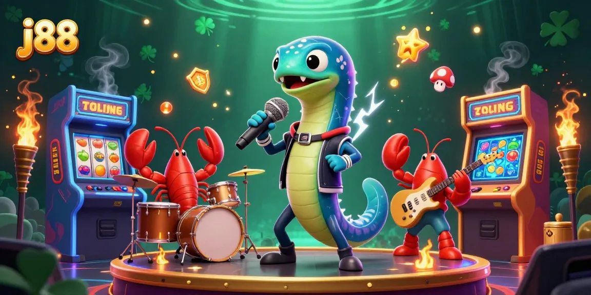 Experience thrilling j88 slots action with an electrifying underwater casino scene featuring vibrant characters.
