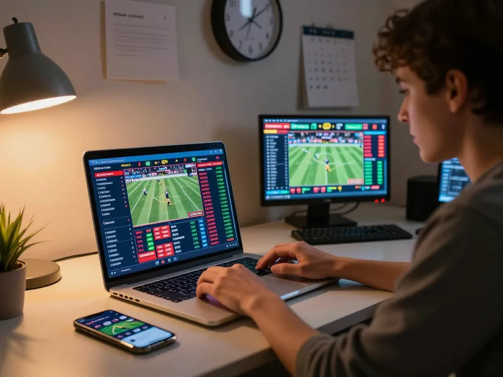 Experience dynamic online betting moments with 777VIP, showcasing multiple sports events and strategic gameplay on a laptop.