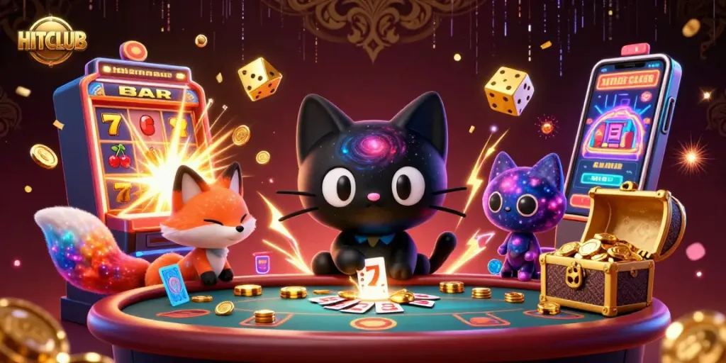 Experience thrilling wins with HITCLUB's vibrant casino scene showcasing games and rewards.