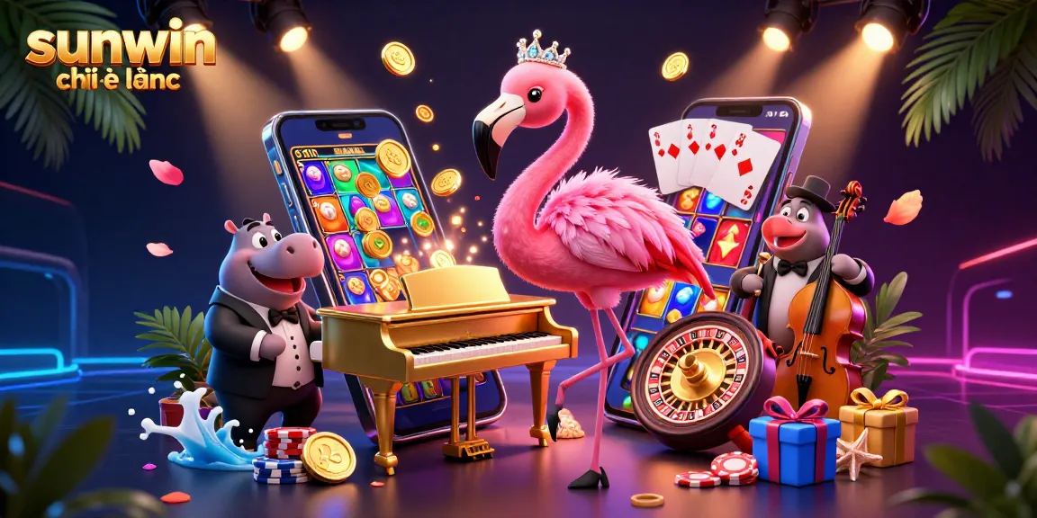 Experience slots action with sunwin chính hãng in a vibrant casino atmosphere filled with dynamic characters and games.