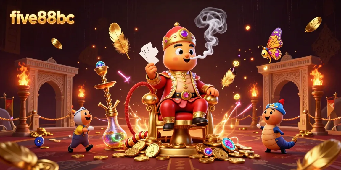 Experience thrilling poker action with five88bc in this vibrant 3D casino illustration.