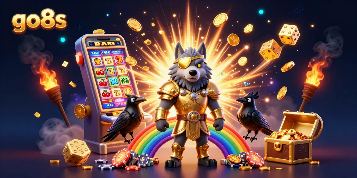 Experience the excitement at go8s with this vibrant 3D casino scene featuring characters, slots, and jackpots.