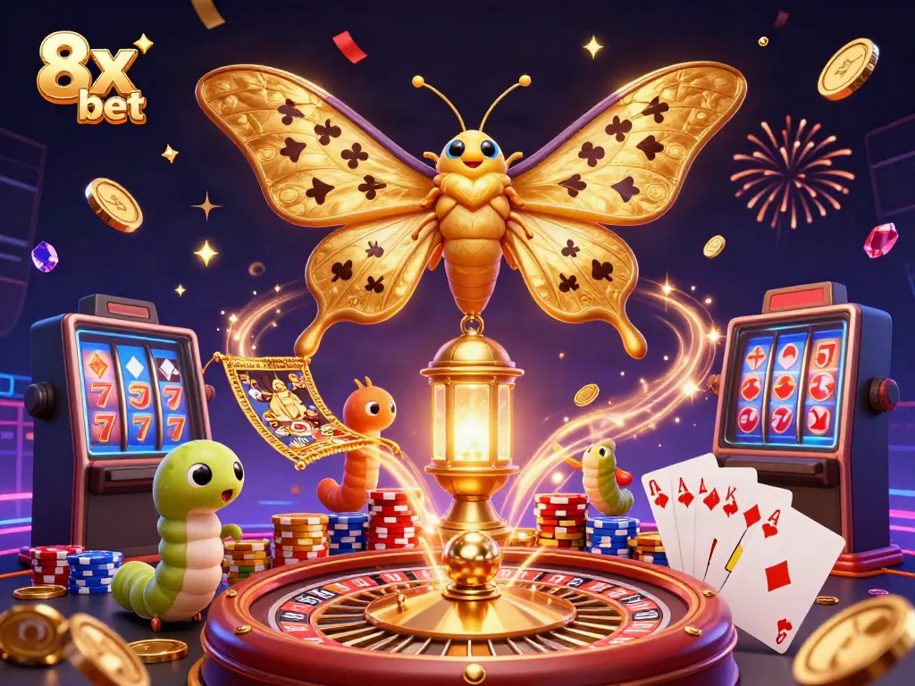 Experience the excitement of 8x bet with a dynamic casino scene featuring vibrant gaming elements.