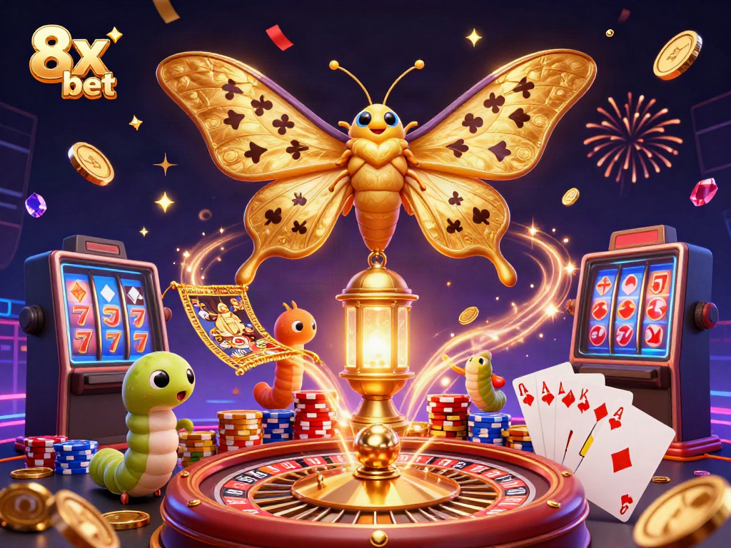 Experience the excitement of 8x bet with a dynamic casino scene featuring vibrant gaming elements.