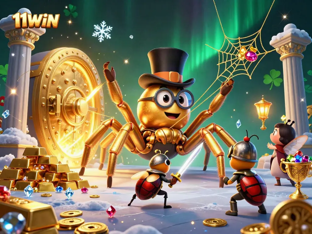 Engage with 11WIN's dynamic gaming world through lively characters and treasure-filled scenes.