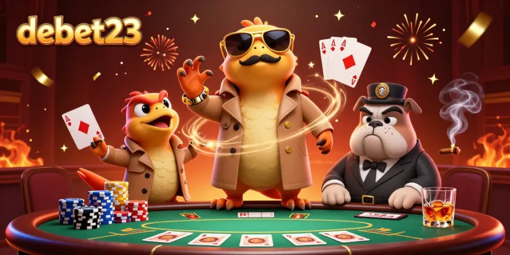 Experience thrilling gambling with debet23 as raptors humorously attempt to enter a casino lounge.