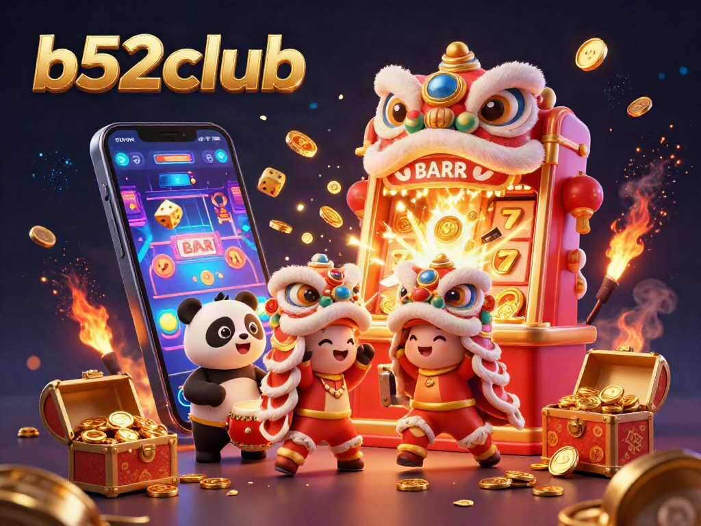 Experience explosive jackpots at b52club with 3D festive characters and dynamic casino game elements.