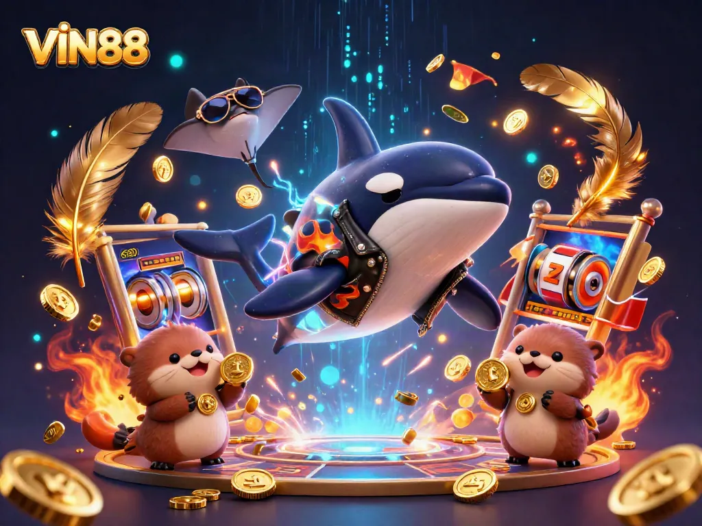 Engage in thrilling gaming action at VIN88, featuring a dynamic sea-themed casino illustration.