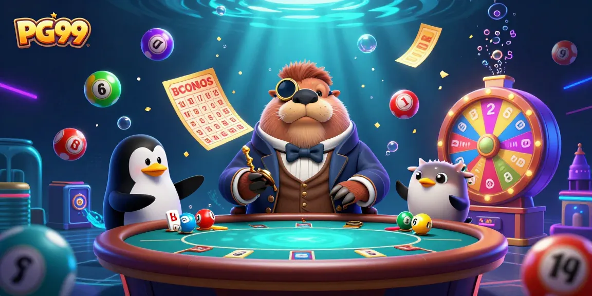 Experience excitement with PG99 at an immersive underwater casino scene featuring a walrus, penguin dealer, and pufferfish.