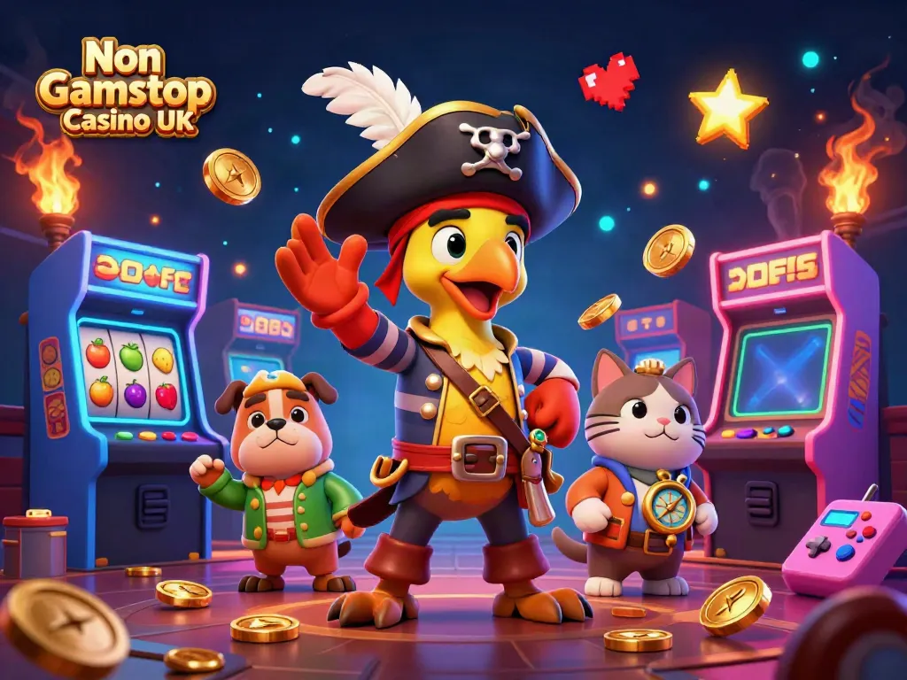 Engage in thrilling gameplay at Non Gamstop Casino UK with vibrant characters and exciting casino elements.