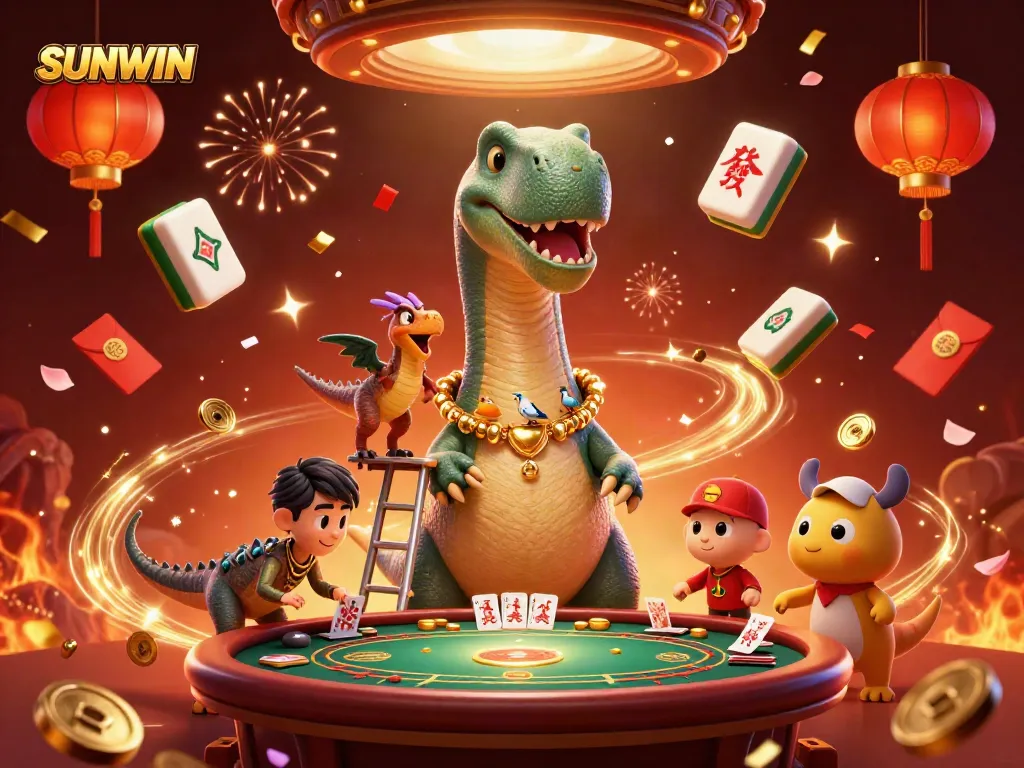 SUNWIN spins with vibrant casino action featuring characters in a lively gaming scene.