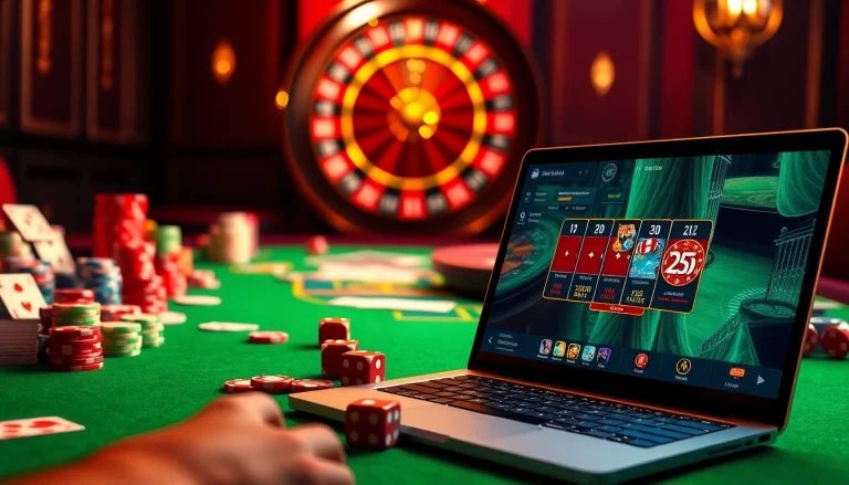 Experience thrilling action with game bài đổi thưởng at an upscale online casino, surrounded by vibrant chips and captivating gameplay.