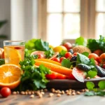 A colorful and inviting healthy food spread showcasing fresh fruits and vegetables.