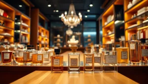 Explore top affordable designer fragrances near me showcased in an elegant retail setting.