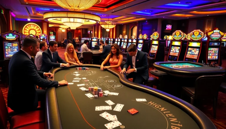 Experience the excitement of 888NEW casino with vibrant gaming tables and enthusiastic players.