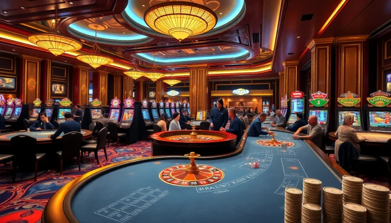 Engaging players at MM88 poker tables in a luxurious casino setting.