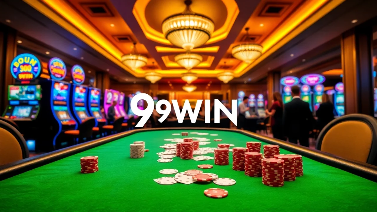 Experience the excitement of 9WIN casino with vibrant gaming tables and slot machines.